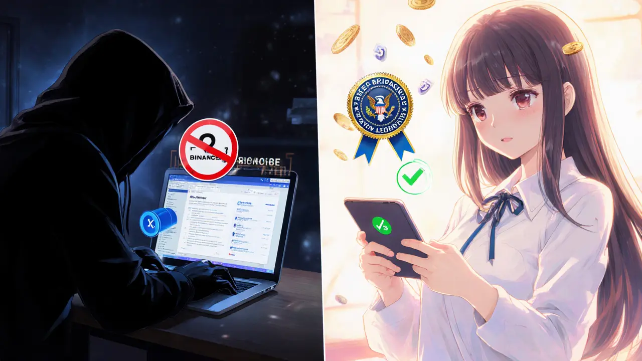 Contrast of a person blocked from Binance with VPN and another using Quidax with SEC badge.