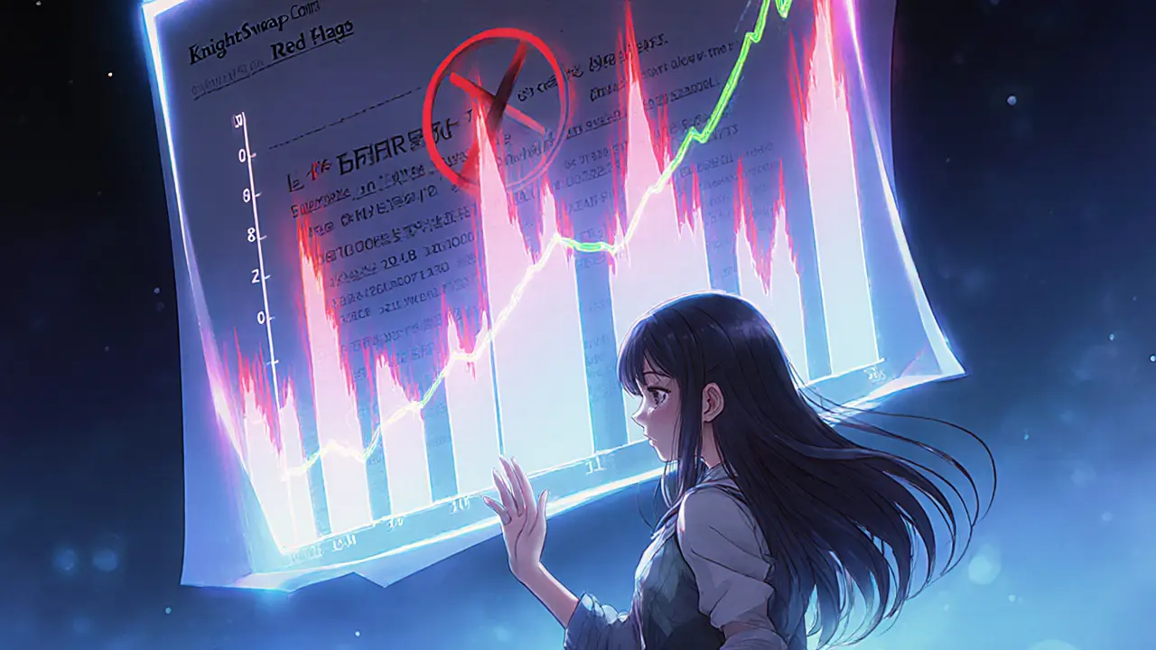 Girl looking at a holographic volatile price chart with missing audit symbols.