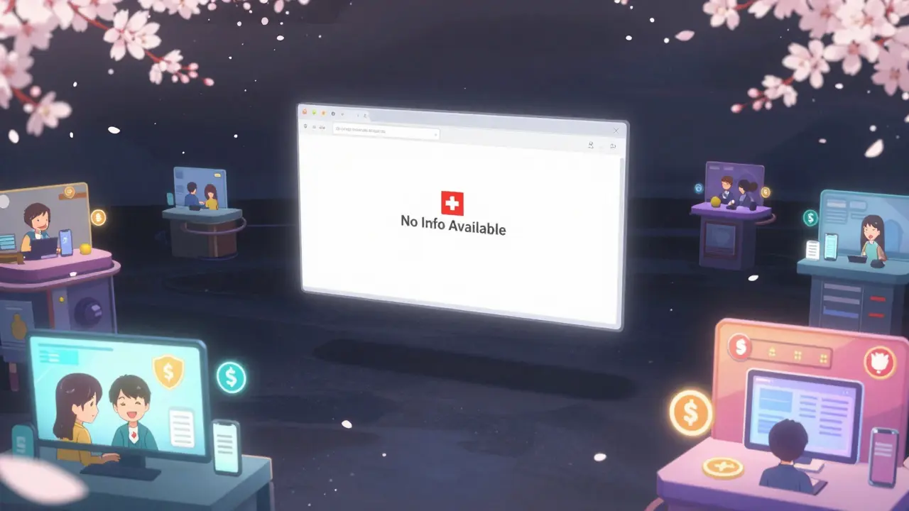 A lonely website window floats in an empty digital world while other exchanges glow brightly in the distance.