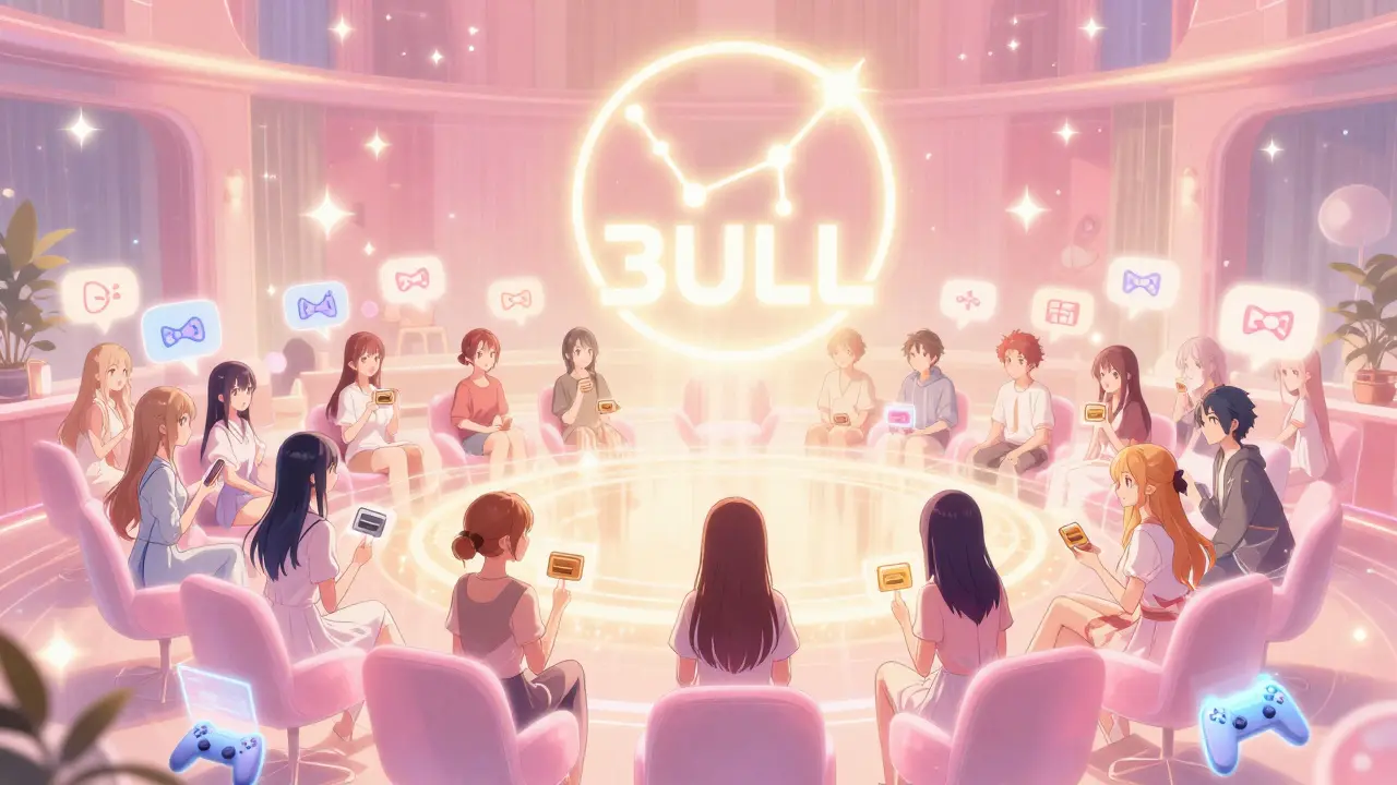 Ten thousand glowing avatars gather in a digital lounge under a constellation shaped like the 3ULL logo.