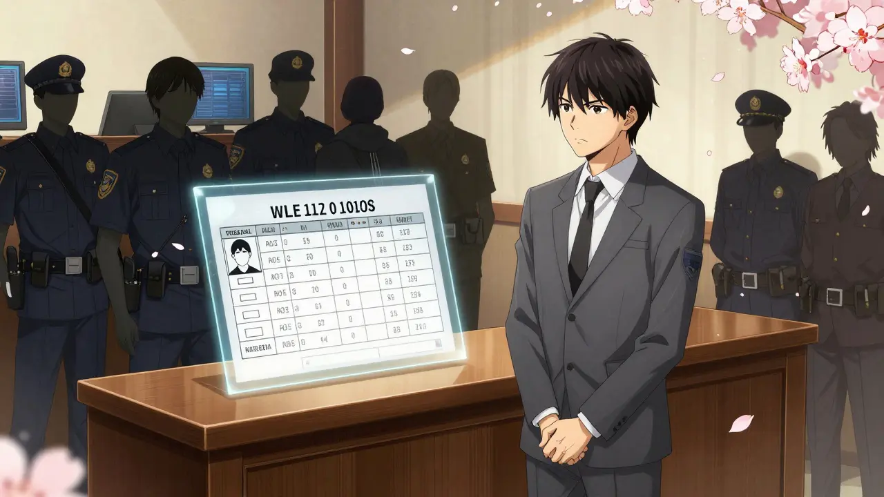 A young man in court faces charges for holding cryptocurrency, his transaction history floating above.