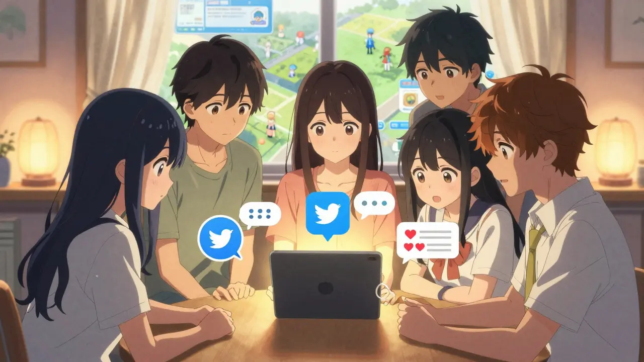 Teenagers completing five airdrop steps in a cozy room, glowing tablet showing Dvision Network tasks.