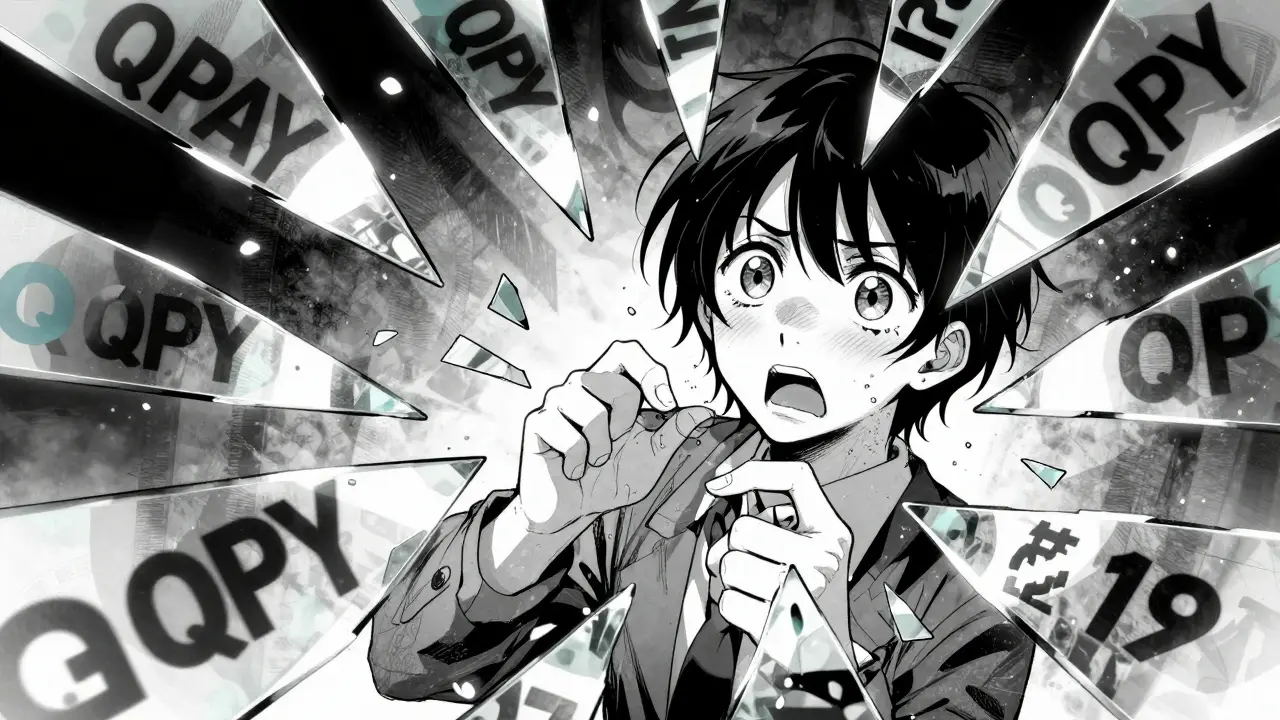 Distressed character surrounded by fragmented price shards in shoujo manga style