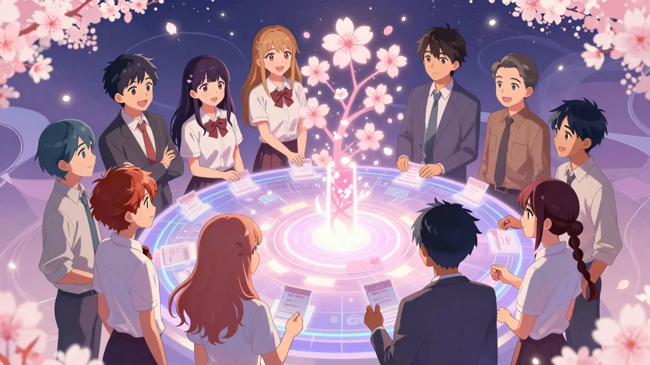 Anime characters participating in decentralized governance voting