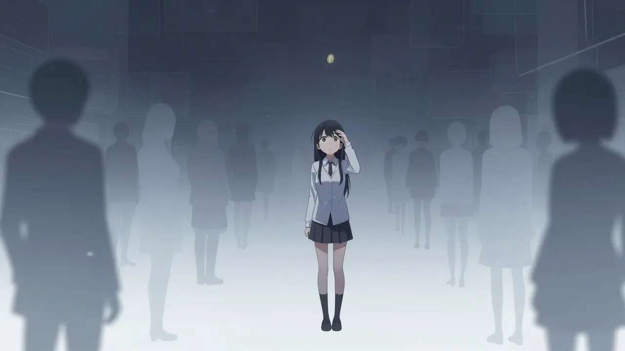 Lonely character in empty digital market void