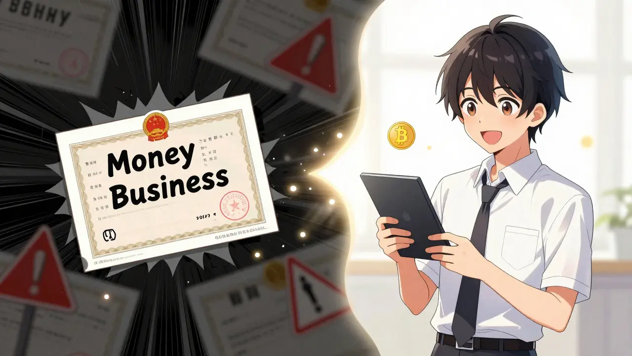 Manga style contrast between complex regulations and simple merchant sales