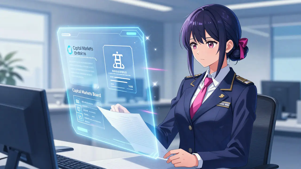 Regulator enforcing crypto rules in shoujo manga office setting