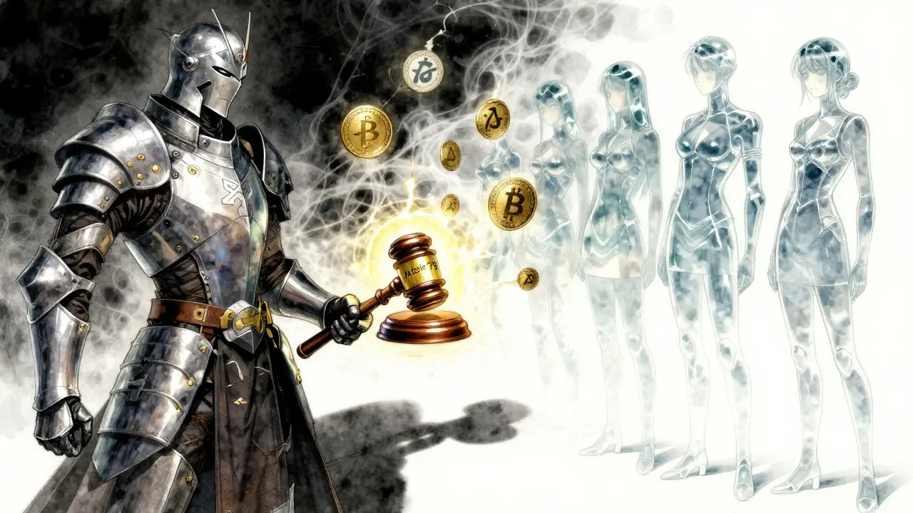 Regulation figure banishing privacy coins in manga art