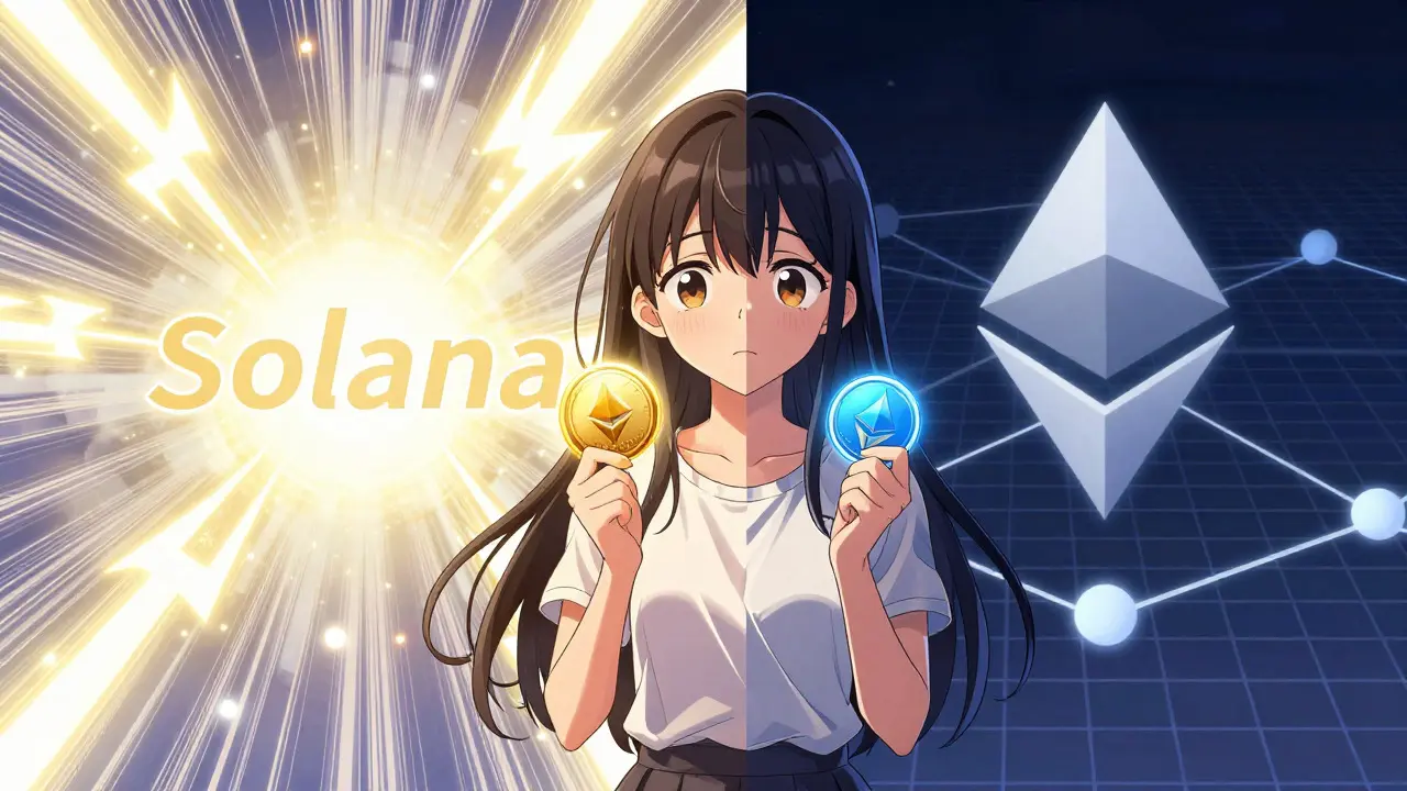 Anime girl confused by two different crypto tokens in split worlds