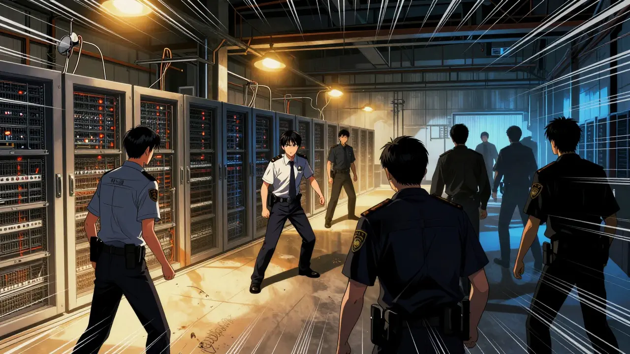 Authorities raiding illegal crypto mining farm in dramatic shoujo art
