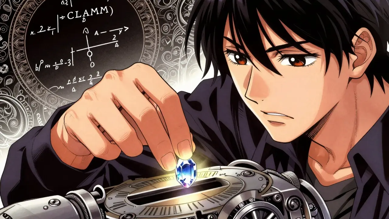 Manga character carefully managing complex liquidity ranges with focused expression.