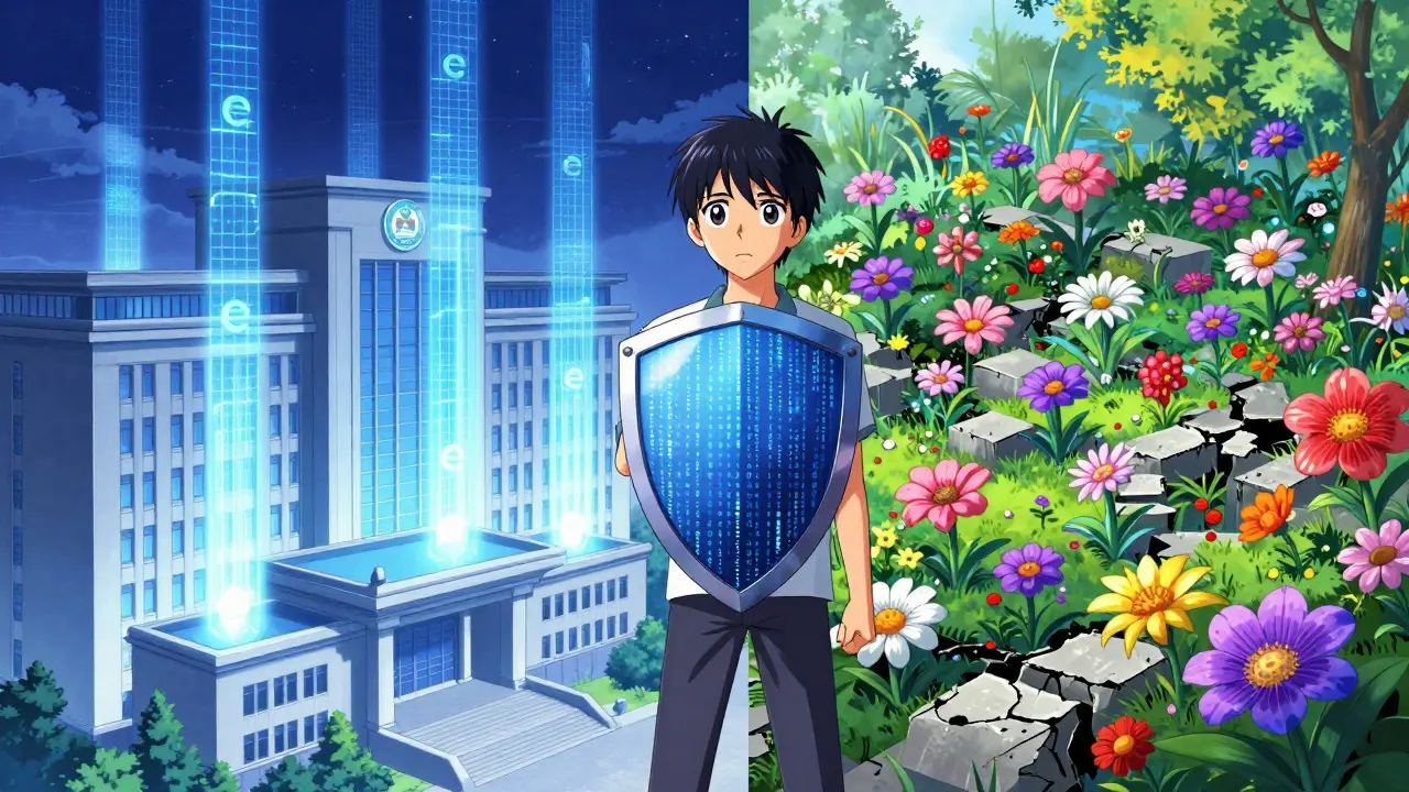 Shoujo art contrasting state CBDC with wild crypto