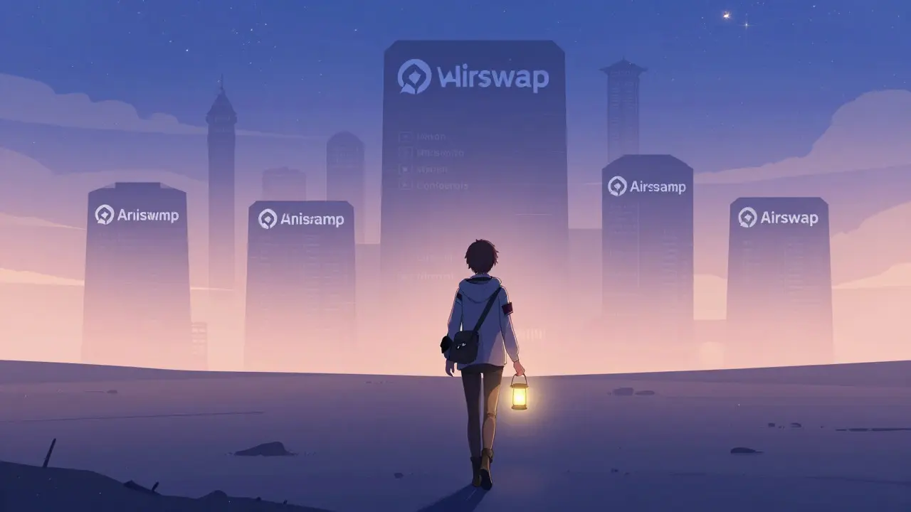 Lone anime figure holding lantern in digital starry void