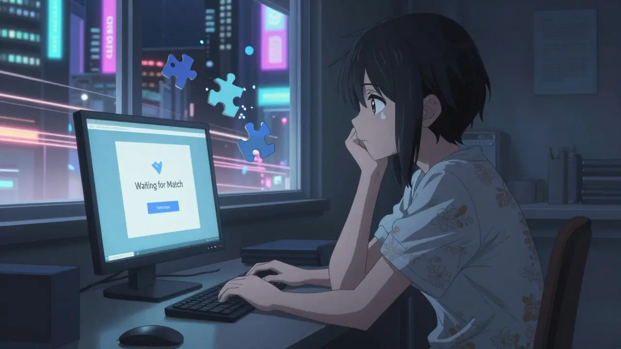 Sad anime character waiting for trade match, illustrating low liquidity issues