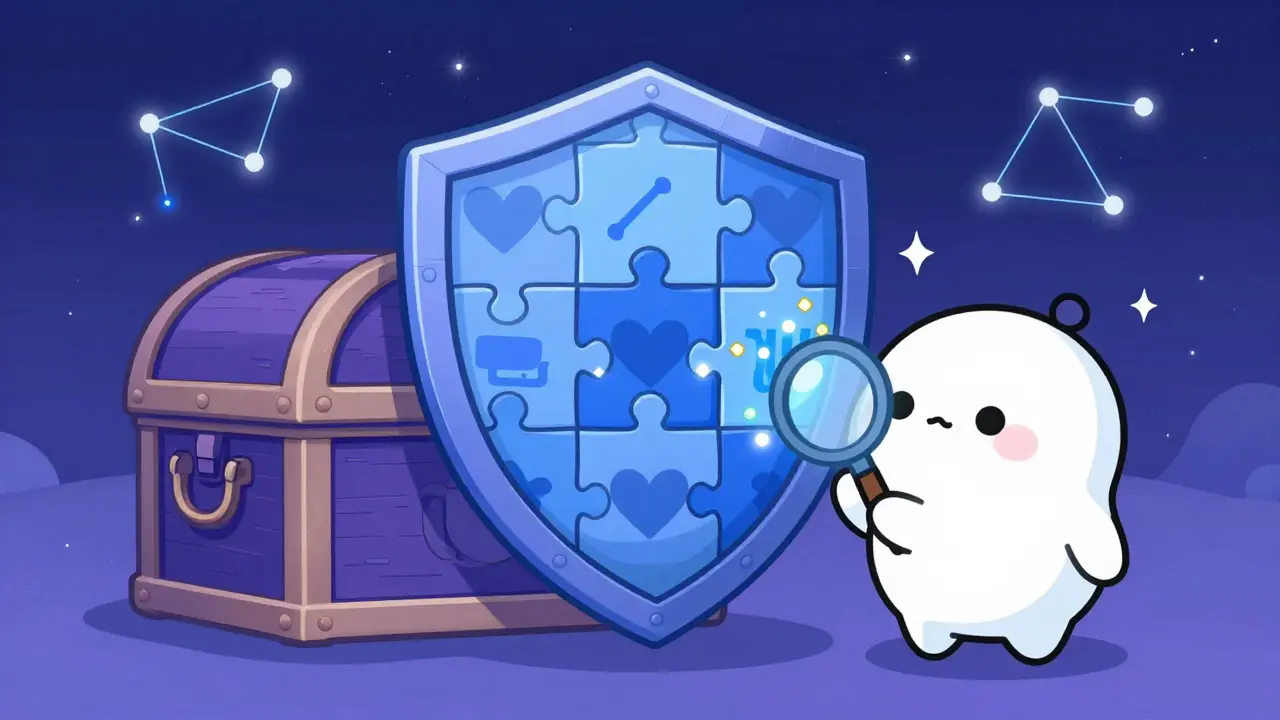 Shoujo style illustration of a security shield protecting crypto assets