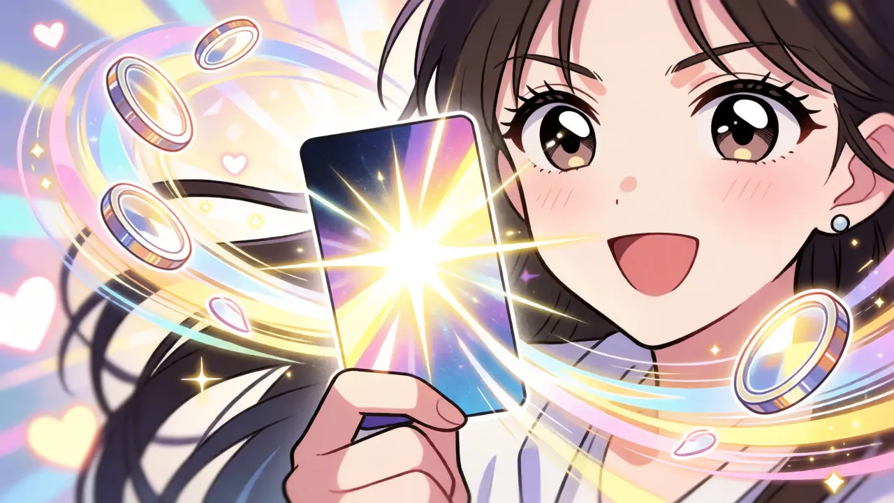 Character holding a sparkling Alpha Pass surrounded by flying digital coins.